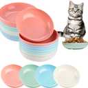 24 Pcs Cat Whisker Fatigue Bowl, Small Shallow Pet Dishes, Wide Plates for Wet Food, 5.5 Inch Wheat Straw Bowls for Kittens and Short Legged Cats