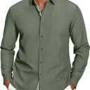 COOFANDY Mens Casual Button Down Shirt Untucked Long Sleeve Stretch Denim Dress Shirt M