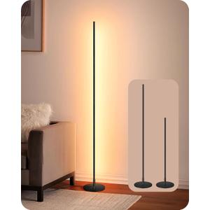 EDISHINE LED Corner Floor Lamp, 57.5" Minimalist Dimmable Sleek Light, Adjustable Height, Standing Tall Floor Lamps for Living Room, Bedroom, Office, 3000K Warm White Light, Black