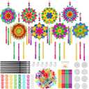 VioraWhite 24 Sets Spring Mandala Suncatchers Crafts Kit Easter Holi Stained Glass DIY Window Ornament Drawing Craft Window Art Paint Your Own Wind Chimes Craft for Party Activity Project Home Decor