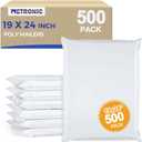 Metronic Poly Mailers 19x24 500Pcs Large Shipping Bags for Clothes,Heavy Duty Shipping Envelopes Bulk for Small Business,Strong Adhesive Self-Seal Plastic Mailing Bags for E-Commerce Packaging, White