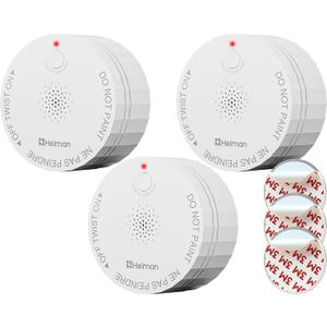 Heiman Smoke Detector, 10-Year Battery-Operated Smoke Alarms, Photoelectric Fire Detectors for Home, UL 217 10th Ed. Certified, Portable, Small, Compact, Test/Silence Button, RV, Travel, 3 Pack