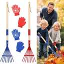 2PCS Garden Tool Rakes with Hardwood Handle, Garden Lawn Rake Leaves Lightweight Cute Rakes with Heads for Fall Garden Tools Gifts