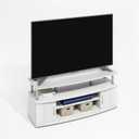 Furinno Jaya Large Entertainment Center Hold up to 55-in TV, White Wood, Stainless Steel Tubes
