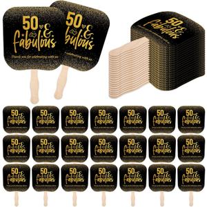 Geelin 25 Pcs 50th Birthday Party Favors for Guests Bulk Thank You Paper Fans with Handle 50 Birthday Anniversary Souvenir Gifts Bulk 50 Themed Party Supplies