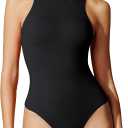 IUGA Bodysuits for Women Tummy Control Sleeveless Bodysuit Racerback Halter Body suits Tank Top L