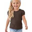 Halfchet Toddler Girls' Puff Sleeve Tops, Dark Brown, 2T