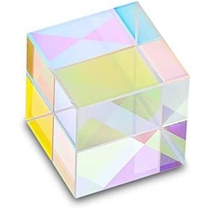 HDCRYSTALGIFTS 25mm Optical Glass X-Cube Prism RGB Dispersion Prism Physics and Decoration Light Spectrum Educational Model Photography Props