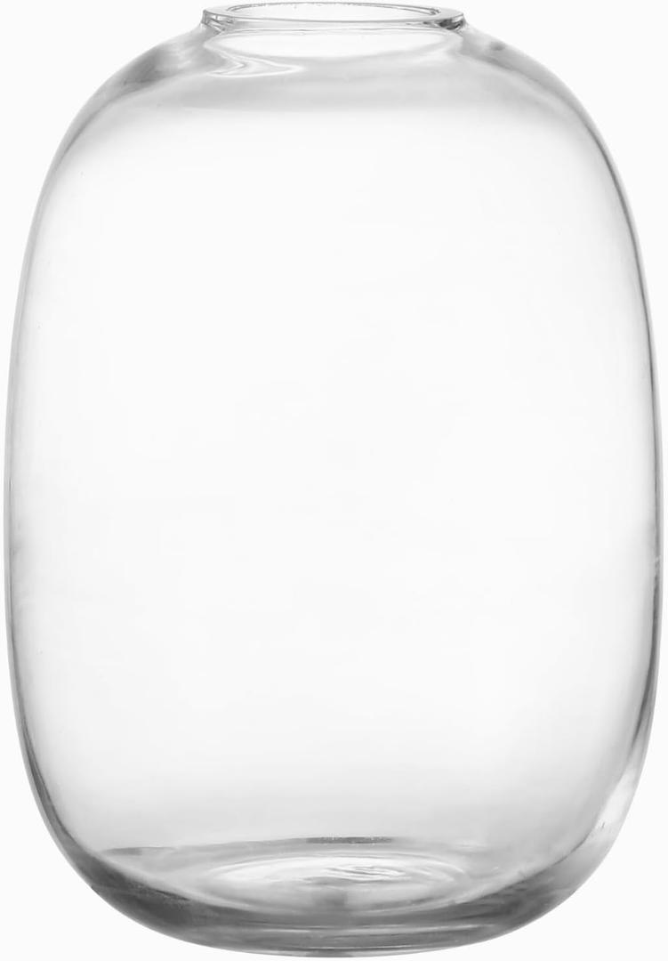 Large Glass Vase, 10 Inches Tall Glass Vases, Clear Glass Vase for Flower, Modern Round Vases for Living Room, Dining Table, Mantle, Shelf, Wedding, Office, Entryway