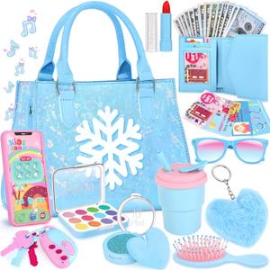 Little Girl Purse, Frozen Toys for Girls Gifts, Toddler Purse Play Makeup, Pretend Makeup for Toddlers, Girl Gifts Frozen Purse, Birthday Christmas Princess Gifts Toys for 3 4 5 6 7 8 Year Old