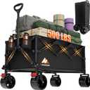 Collapsible Wagon Cart with Wheels Foldable - Folding Utility Heavy Duty Wagons Carts for Grocery Sports Garden Shopping Camping Wheelbarrows (Black200L)