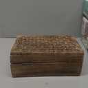 Carved Scallop Mango Wood Box with Lid - Medium Burnt Medium Wood Boxs - Handmade Decorative Boxs with Lid for Use As Memory Boxs, Keepsake Box, Photo Storage Box, and more - 7.5” x 4.5” x 3”