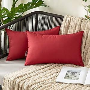 MIULEE Pack of 2 Decorative Outdoor Waterproof Pillow Covers Garden Cushion Sham Throw Pillowcase Summer Shell for Patio Tent Couch 12x20 Inch 