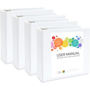 White 3 Ring Binder 3 Inch Heavy Duty Large Binder with Clear View Cover for Office and School, Big Rings Hold up to 625 Sheets of 8.5 x 11 Inch Paper, 4 Pack