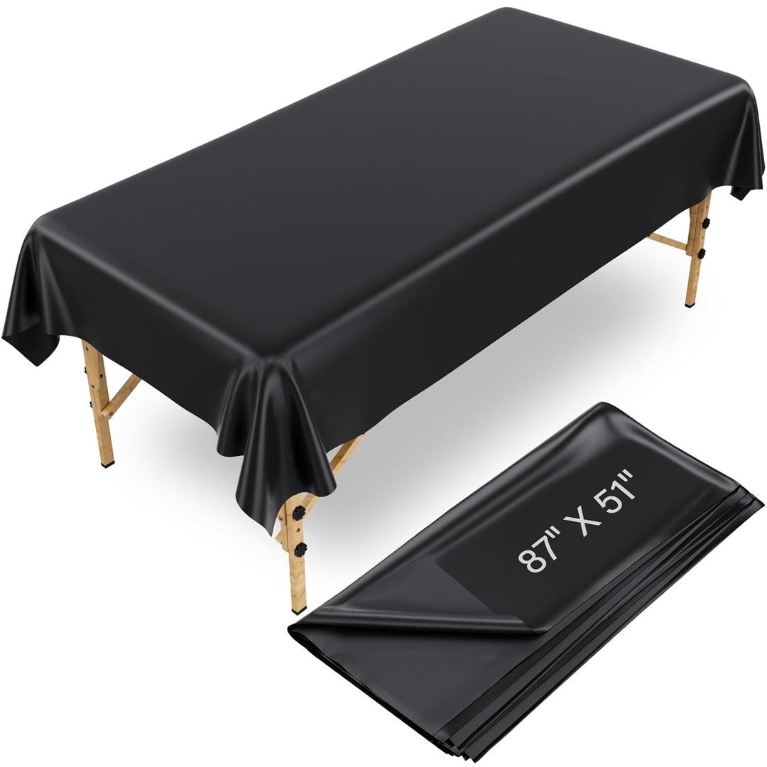 Noverlife 87x51in Massage Table Sheet, Reusable Wax Mat Pad Waterproof Massage Bed Cover Sheet, PVC Waxing Mat for Esthetician Bed Oilproof Waxing Table Sheet Fabric SPA Bed Cover for Beauty, Tattoo (87x51in / 2.2x1.3m - Black)