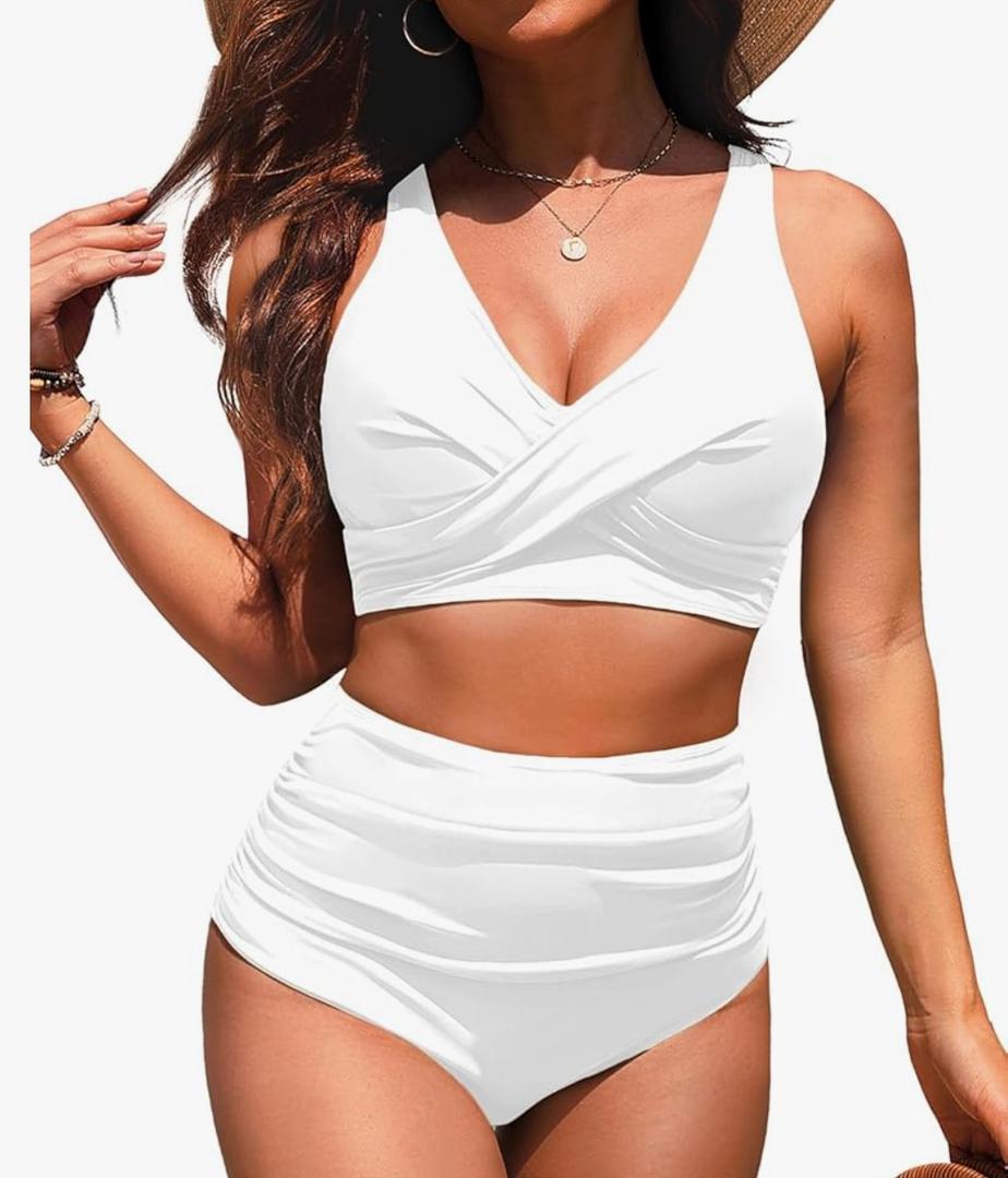 Yonique High Waisted Two Piece Swimsuit-Womens Bikini Set Tummy Control Bathing Suit Modest Full Coverage Bikini, Medium
