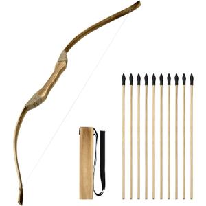 Kids Bow and Arrow Set, 32 Inch Archery Set Handmade Wooden Toy Bow and Arrow for Kids 4-6 8-12, Cosplay Game Costume Prop Play, 1 Bows 1 Quivers and 10 Wood Arrows, Gifts for Youth Boys & Girls (Black)