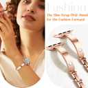 Mosonio Slim Bracelet Band with Sparkly Accents Compatible with Apple Watch Bands 46mm 45mm 44mm 49mm 42mm(Series 3 2 1)/ 38mm 40mm 41mm 42mm(Series 11 10) for Women, Stylish Adjustable Link Thin Metal Strap for iwatch Ultra Series 11 10 9 8 7 6 5 4 SE 3 2 1