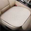 Car Seat Cover for Front Seats, Breathable Linen Seat Cushion Protector with Storage Pockets, Anti-Slip Front Seats Bottom Pad Mat for Sedans SUVs Trucks, Car Accessories (Front, Beige)