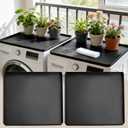 2 Pcs Washer And Dryer Topper Protector Silicone Mat 24"X16" Waterproof Washing Machine Top Cover with Raised Edges Non-Slip Laundry Countertop for Washer Dryer Black