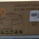 Magnifique 4 Quart Casserole Digital Slow Cooker, Premium Ceramic Bakeware for Oven, Dishwasher Safe Baking Dish, White