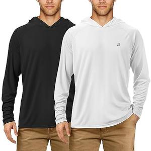 Roadbox UPF 50+ Fishing Shirts for Men, Long Sleeve UV Sun Protection Hoodie, Outdoor Hiking Running Swimming Rash Guard, XL