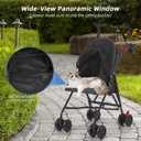 Pet Stroller Oxford Cloth Foldable Dog Strollers for Small Dogs and Cats Suitable for All Road Surfaces Wide-View Panoramic Window 4 Wheels with Brakes Portable Design, Easy to Store (Blue)