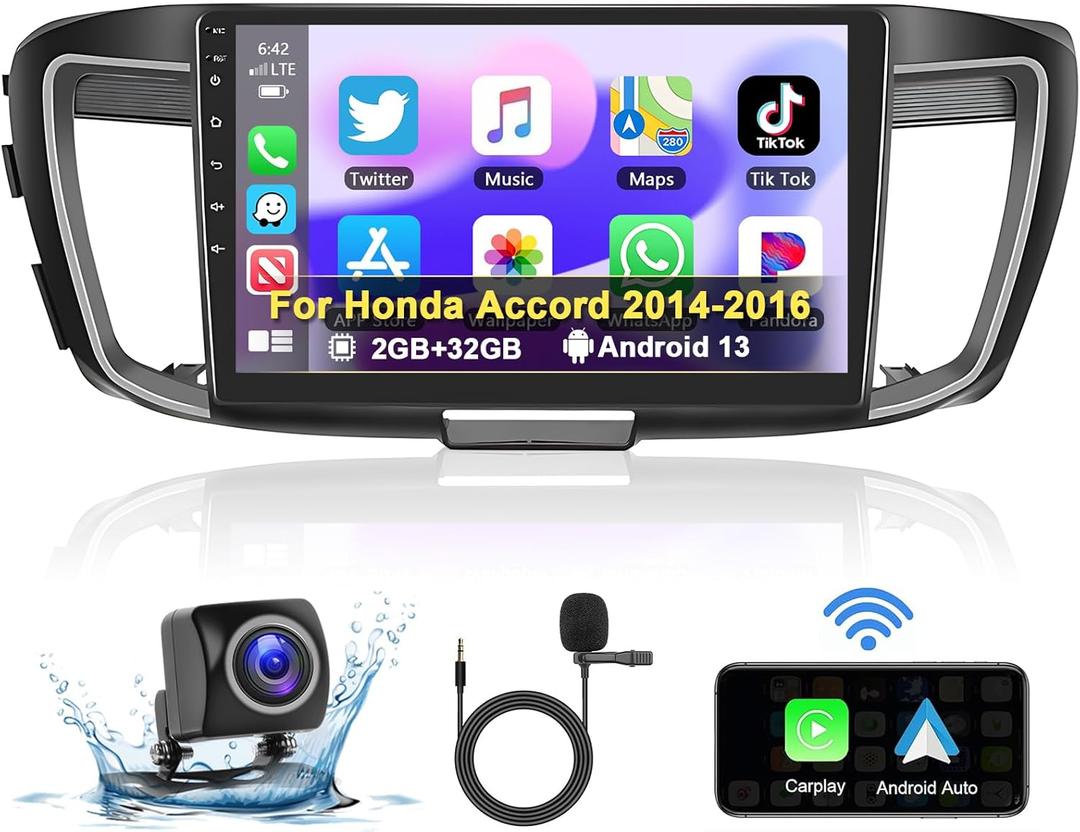 Podofo Car Stereo for Honda Accord 9th Gen 2.0L(Manual A/C) 2014 2015 2016 with CarPlay Android Auto,2+32G 10.1" Touchscreen Car Radio with Bluetooth,GPS,WiFi,SWC+AHD Backup Camera+MIC Podofo Car Stereo for Honda Accord 9th Gen 2.0L(Manual A/C) 2014 2015 2016 with CarPlay Android Auto,2+32G 10.1" Touchscreen Car Radio with Bluetooth,GPS,WiFi,SWC+AHD Backup Camera+MIC