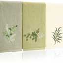 Eucalyptus Leaves Hand Towels Farmhouse Green Bathroom Decor 14x29 Inch Embroidered Decorative Cute Spring Summer Cotton Soft Absorbent Towels for Bathroom Kitchen