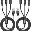 Puxnoin Multi Charging Cable, 6FT 2Pack Multi Charger Cable Universal 3 in 1 Multiple USB Cable Fast Charging Cord with Type C, Micro USB Port Connectors Compatible with Most Cell Phones Tablets
