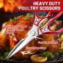 Kitchen Scissors all Purpose - Stainless Steel Kitchen Shear, Sharp Silver Meat Scissors Dishwasher Safe, Heavy Duty Poultry Shears, Japanese Cooking Scissor for Food, Chicken Bones, and Turkey
