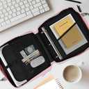 Famlife Zipper Binder with Strap - 2 Inch 3-Ring Trapper Keeper - 500-Sheet Pink Multi-Pocket Organizer Binder for School and Office