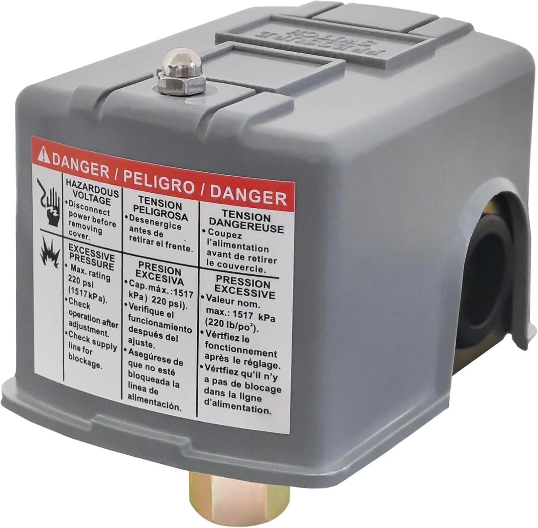 Water Pressure Switch 30-50 PSI Well Pump Pressure Switch Auto Electrical Control Adjustable Differential, 1/4" Female NPT