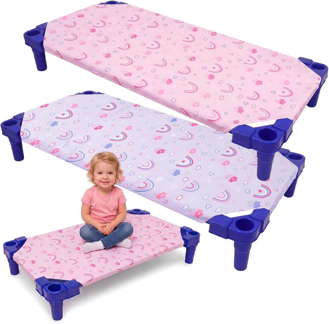 2 Pcs Cot Sheets for Daycare 23" x 51" Cot Fitted Sheets, Rainbow, about 23" x 51"