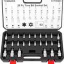 TOMMARS 26-PC Torx Socket Set, Torx Star Tamper Proof Security Bit Socket Set 1/4", 3/8", 1/2" Drive T Sockets T10-T70 & TT10-TT70, S2 Alloy Steel