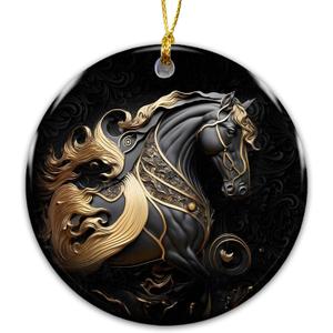 10 x Horse Ornament 2025, Luxury Black Horse Ornament 2025 - Elegant Fantasy Equestrian Design for Horse Lovers, Perfect for Horse Lovers