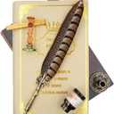 Antique Quill Pen Unique Half-Patterned Feather Pen Set with 6 Nibs 1 Bottle of Ink 1 Seal Stamp 1 Pen Holder 1 Sealing Wax LL-149