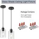 Modern Black Farmhouse Clear Glass Cylinder Pendant Light Fixture,Island Lights for Kitchen,Mini Pendant Lighting for Kitchen Island Decor - 4.75 Inch Shade 58 Inch Cord (Black 2 Pack)