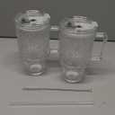 KEMORELA 24 Oz Ribbed Glass Tumblers with Lids and Straws, Tumbler Cup with Handle, Iced Coffee Glassware, Clear Reusable Drinkware for Smoothies and Beverages