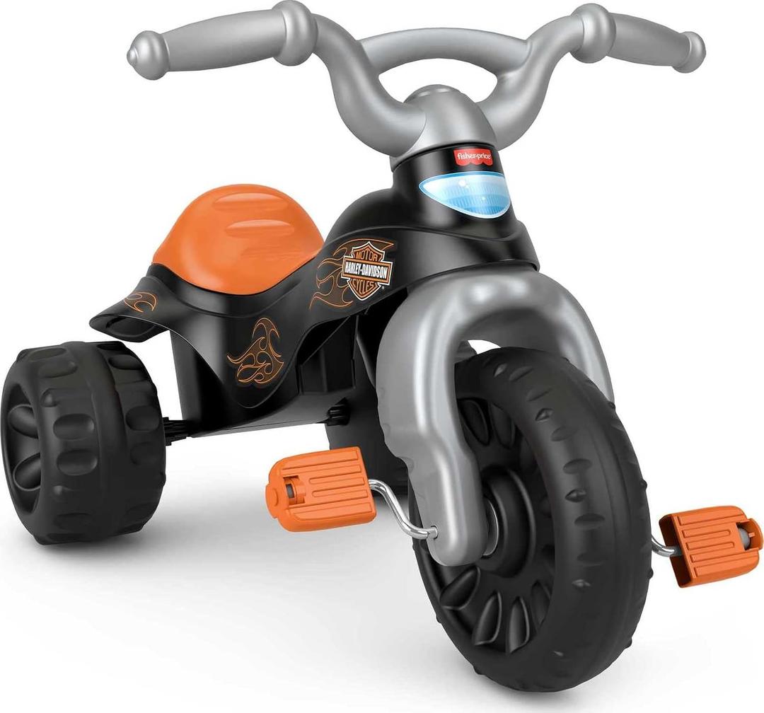 Fisher-Price Toddler Tricycle Harley-Davidson Tough Trike, Toy Bike with Handlebar Grips & Storage for Outdoor Play Kids Ages 2+ Years, One Size