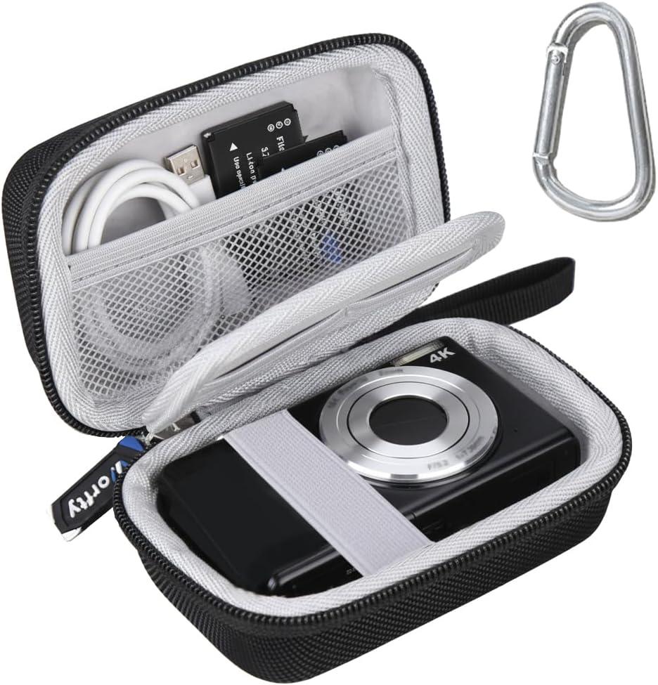 Digital Camera Case for FJFJOPK/for Lecnippy 4K Vlogging Camera/SECHKISS/Fleafer Upgrade FHD 1080P Digital Camera with Mesh Pocket for Accessories SD Card Cable (Case Only) (Black)