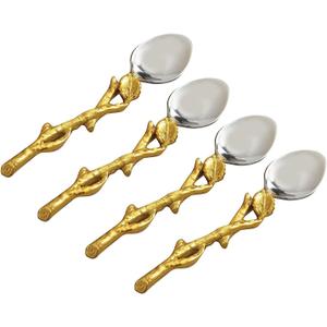 Elegance Golden Vine Spoons, 5-Inch, Silver/Gold, Set of 4