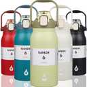 BJPKPK Insulated Water Bottles with Straw, 45 oz Stainless Steel Metal Water Bottle with One-handed Opening Lid, BPA Free Reusable Jugs for Gym Sports Outdoors, Light Green