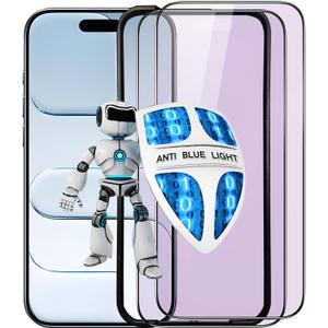 PERFECTSIGHT Anti Blue Light Screen Protector for iPhone 17 Pro 6.3 inch - Eye Protection Anti Eye Fatigue Eye Dry - 2 Pack HD Clear 6X Stronger HD Clear Blue Light Blocking Tempered Glass