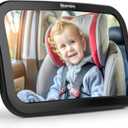 MONOJOY Baby Car Mirror Travel Car-Seat Infant Mirrors Safety Kids Rear View for Rear Facing with Wide View 360 Rotating|Adjustable|Shatterproof Convex Child Mirror, 11.8  x 7.25 , Black