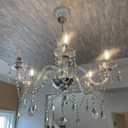 Vlaikz 6 Light Wedding Decoration Crystal Chandelier Candle Crystal Pendant Light Transparent K9 Crystal Lamp Modern Luxury Ceiling Living Room Bedroom Princess Room Hallway Lighting (Sliver)
