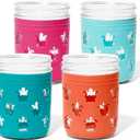 Silicone Mason Jar Sleeves, Anti-Slip Protector wraps for 16oz Ball and Kerr Regular & Wide Mouth Mason Jars, Decorative & Resistant Jar Jackets, Set of 4 Sleeves, Sea Turtle Juicy Fruit
