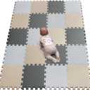 YIMINYUER 20 Tiles (30cm30cm1cm Each Tile) Baby Soft Puzzle Play Mats, Kids Thick EVA Foam Floor, Toddlers & Children's Soft Interlocking Mat R01R10R12G301020 (142114CM, White Beige Gray)