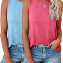 KKJ 2 Pack Womens Tank Tops Workout Tees Spring Summer Clothes Fashion Outfits Crew Neck Sleeveless Loose Fit Casual Shirts (XL)