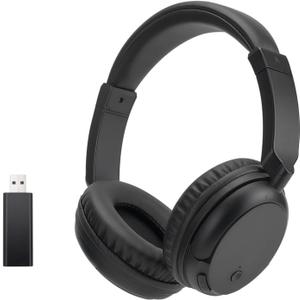 Wireless Bluetooth TV Headphones, HiFi Stereo Bluetooth Headphones Over Ear, Soft Earmuffs Lightweight Wireless Headsets with Deep DASS for TV, PC, Cellphone (Black)